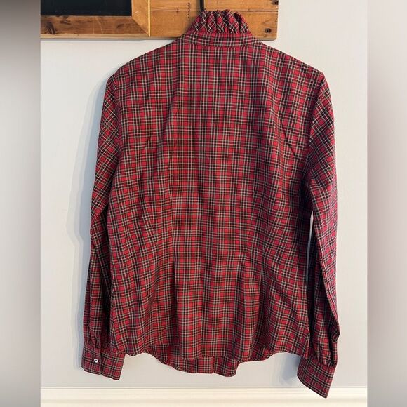 NWT Brooks Brothers Red Tartan Plaid Ruffle Blouse Size 8 (W76) - Picture 4 of 10